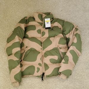Jordan Green and Tan Camouflage Puffer Jacket